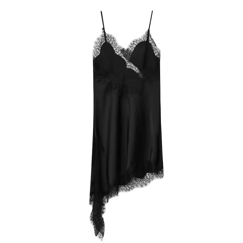 Aurora Asymmetry – Satin & Lace Dress