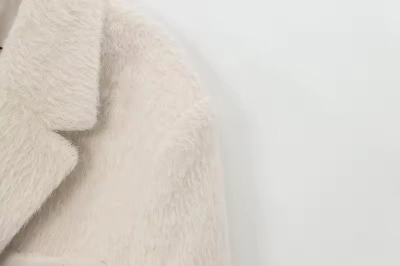 Allegra Teddy Blazer – Offwhite Kunstpelz
