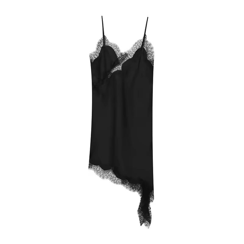 Aurora Asymmetry – Satin & Lace Dress
