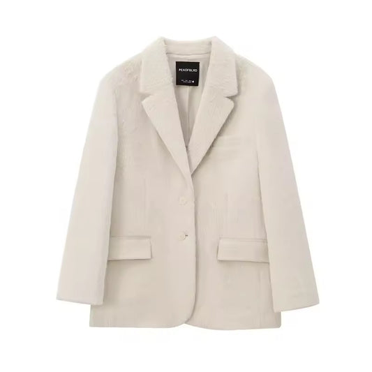 Allegra Teddy Blazer – Offwhite Kunstpelz
