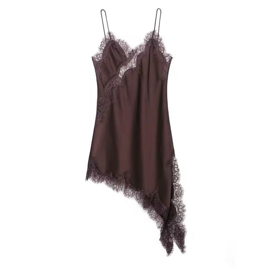 Aurora Asymmetry – Satin & Lace Dress